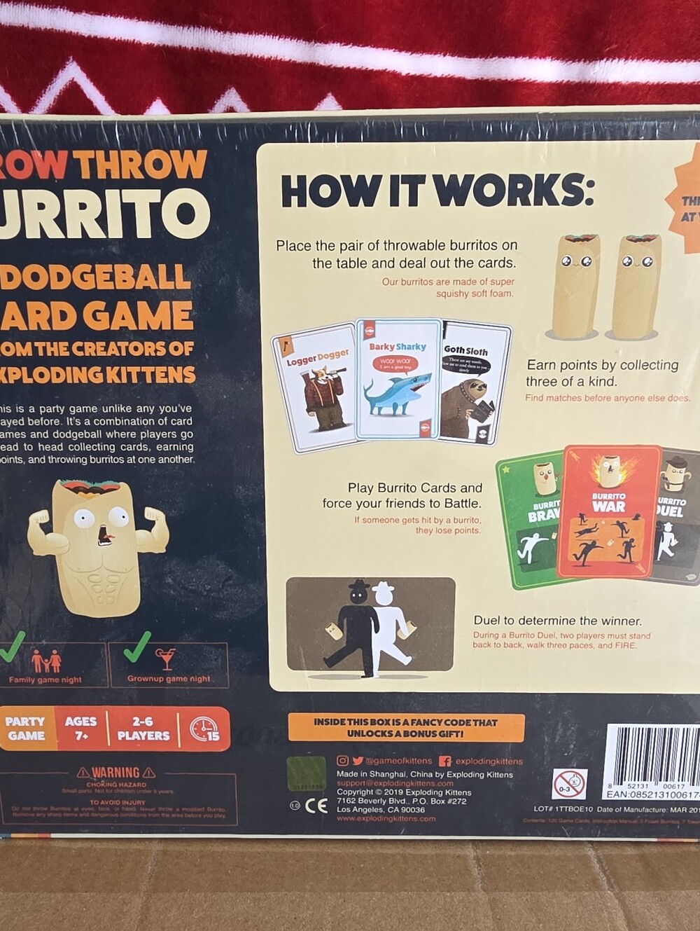 New- Throw Throw Burrito by Exploding Kittens - Dodgeball Card Family Game Night - Picture 3 of 3